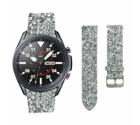Strap-it Samsung Galaxy Watch 3 45mm Leather Glitter Strap (Silver) Strap-it Samsung Galaxy Watch 3 45mm Leather Glitter Strap (Silver)