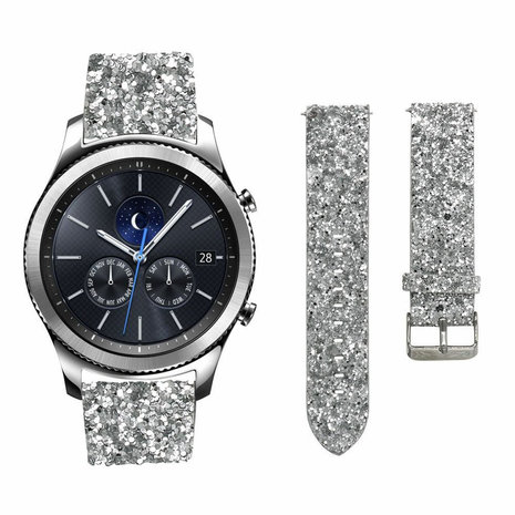 Strap-it Strap-it Samsung Gear S3 Glitter Leather Strap (Silver) Strap-it Strap-it Samsung Gear S3 Glitter Leather Strap (Silver)