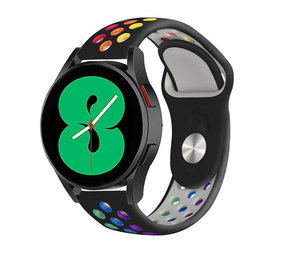 Strap-it Samsung Galaxy Watch 4 44mm Sport Strap (Black/Rainbow) Strap-it Samsung Galaxy Watch 4 44mm Sport Strap (Black/Rainbow)