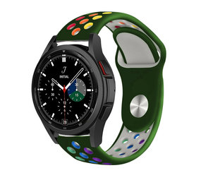 Strap-it Samsung Galaxy Watch 4 Classic 42mm Sport Strap (Army Green/Rainbow) Strap-it Samsung Galaxy Watch 4 Classic 42mm Sport Strap (Army Green/Rainbow)