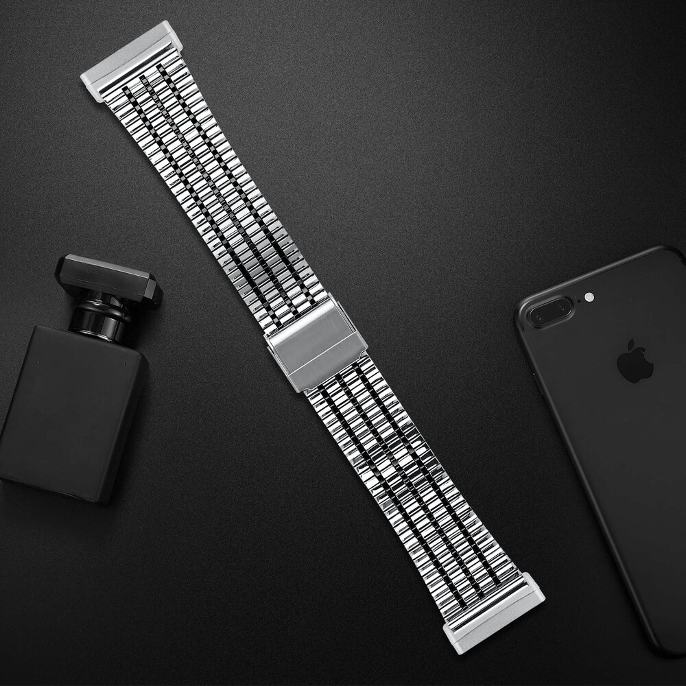 Strap-it Strap-it Fitbit Versa 3 Fine Steel Strap (Silver/Black) Strap-it Strap-it Fitbit Versa 3 Fine Steel Strap (Silver/Black)