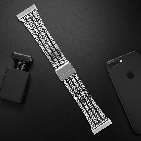 Strap-it Strap-it Fitbit Versa 3 Fine Steel Strap (Silver/Black) Strap-it Strap-it Fitbit Versa 3 Fine Steel Strap (Silver/Black)