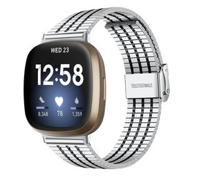 Strap-it Fitbit Sense Fine Steel Strap (Silver/Black) Strap-it Fitbit Sense Fine Steel Strap (Silver/Black)