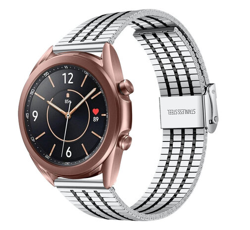 Strap-it Strap-it Samsung Galaxy Watch 3 41mm Fine Steel Strap (Silver/Black) Strap-it Strap-it Samsung Galaxy Watch 3 41mm Fine Steel Strap (Silver/Black)