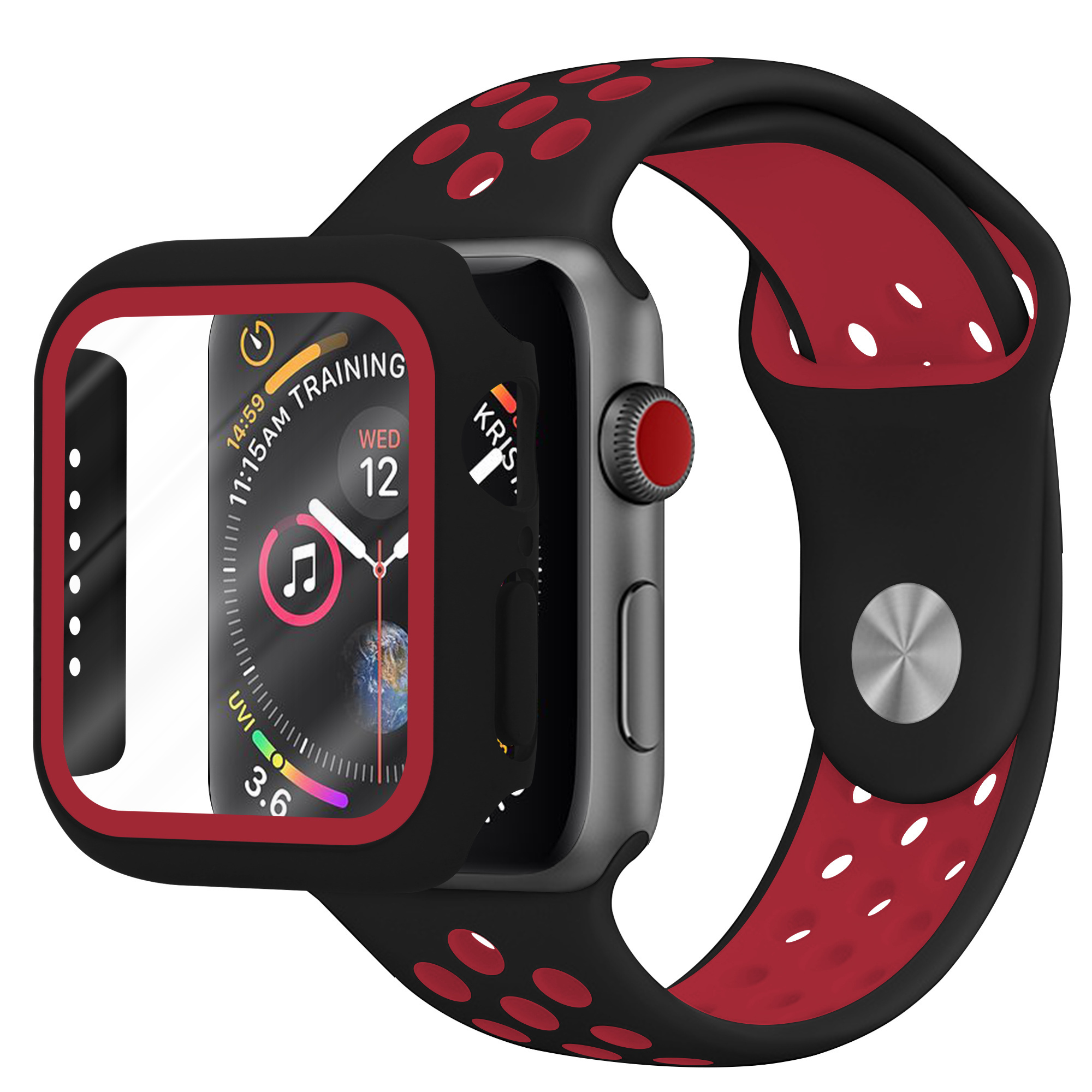 Apple Watch Sport Strap TPU Case Black Red