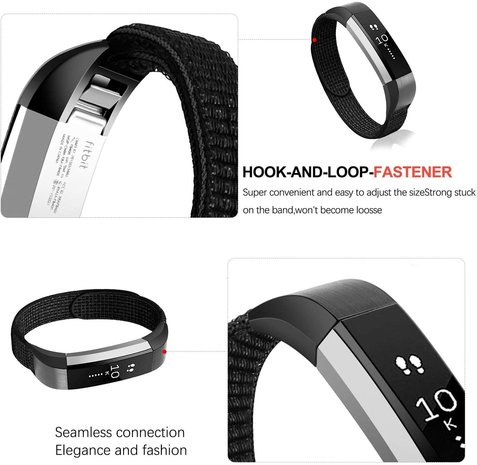 Strap it Strap it Fitbit Alta HR Nylon Strap Black