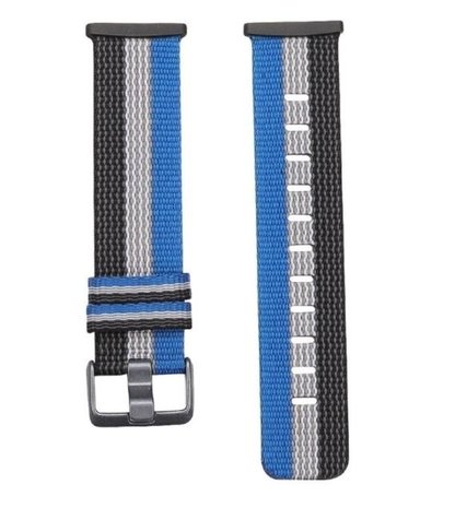 Strap-it Strap-it Fitbit Sense Woven Nylon Strap with Buckle (Black-White-Blue) Strap-it Strap-it Fitbit Sense Woven Nylon Strap with Buckle (Black-White-Blue)