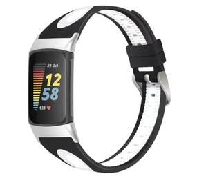 Strap-it Fitbit Charge 5 Silicone Strap Duo (Black/White)