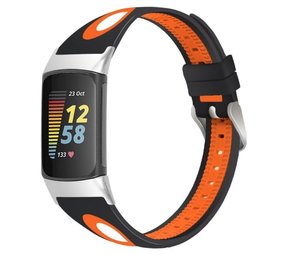 Strap-it Fitbit Charge 5 Silicone Strap Duo (Black/Orange)