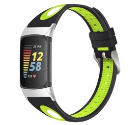 Strap-it Fitbit Charge 5 Silicone Strap Duo (Black/Yellow)