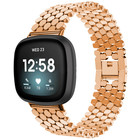 Strap-it Strap-it Fitbit Sense Steel Strap Hexagons (Rose Gold)