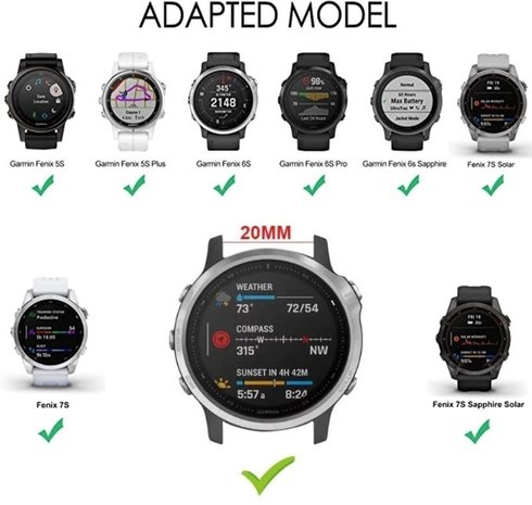 Strap-it Strap-it Garmin Fenix 7s Silicone Strap (Black)