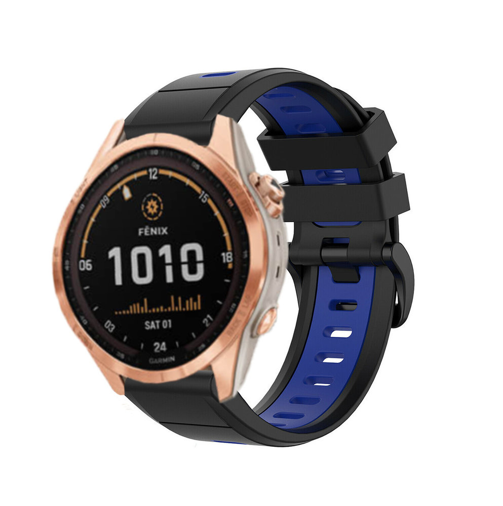Garmin Fenix 7s Silicone Strap Tough Black Blue
