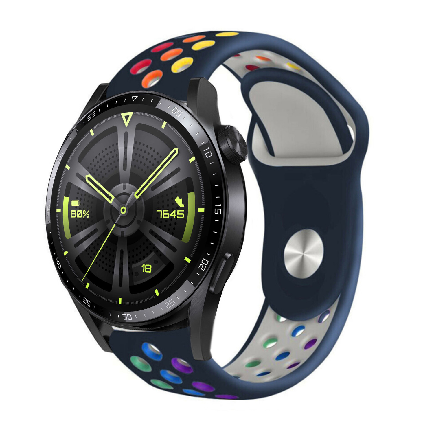 Strap it Strap it Huawei Watch GT 3 46mm Sport Strap Dark Blue Colourful