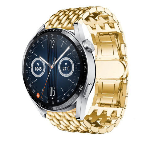 Strap-it Strap-it Huawei Watch GT 3 46mm Steel Dragon Strap (Gold) Strap-it Strap-it Huawei Watch GT 3 46mm Steel Dragon Strap (Gold)