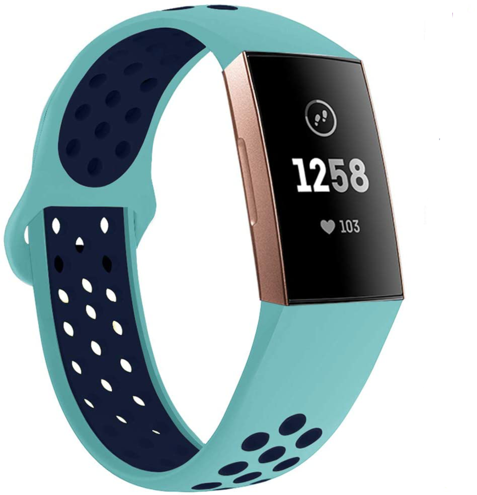 Strap-it Strap-it Fitbit Charge 4 Sport Strap (Aqua/Navy Blue) Strap-it Strap-it Fitbit Charge 4 Sport Strap (Aqua/Navy Blue)