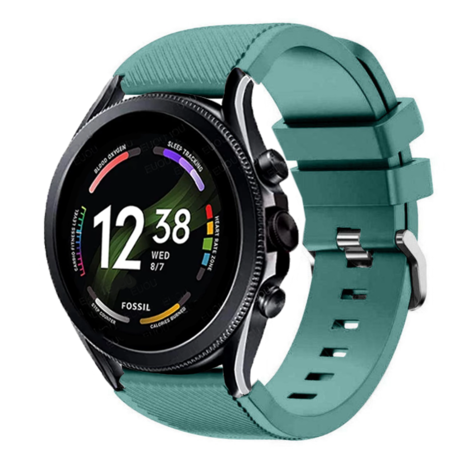 Fossil Gen 6 44mm Silicone Strap Pine Green
