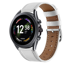 Strap-it Fossil Gen 6 44mm Leather Strap (White)