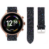 Strap-it Fossil Gen 6 44mm Leather Strap with Glitter (Black) Strap-it Fossil Gen 6 44mm Leather Strap with Glitter (Black)