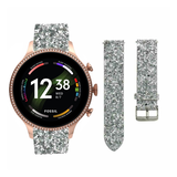 Strap-it Fossil Gen 6 44mm Leather Strap with Glitter (Silver) Strap-it Fossil Gen 6 44mm Leather Strap with Glitter (Silver)