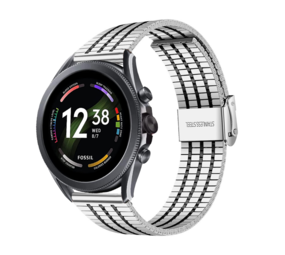 Strap-it Fossil Gen 6 44mm Fine Steel Strap (Silver/Black) Strap-it Fossil Gen 6 44mm Fine Steel Strap (Silver/Black)