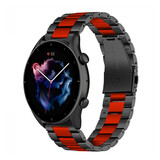 Strap-it Amazfit GTR 3 (Pro) Steel Strap (Black/Red) Strap-it Amazfit GTR 3 (Pro) Steel Strap (Black/Red)