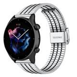 Strap-it Amazfit GTR 3 (Pro) Fine Steel Strap (Silver/Black) Strap-it Amazfit GTR 3 (Pro) Fine Steel Strap (Silver/Black)