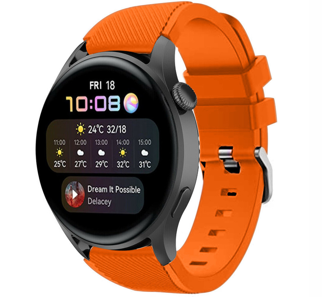 Strap-it Strap-it Huawei Watch 3 (Pro) Silicone Strap with Buckle (Orange)