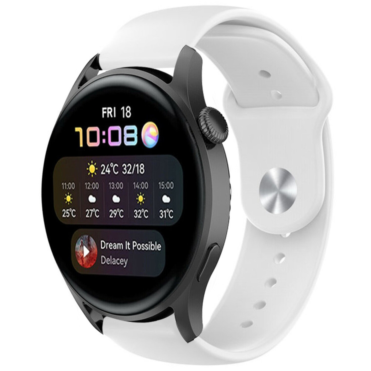 Strap it Strap it Huawei Watch 3 Pro Sport Strap White