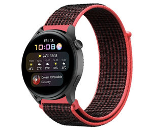 Strap-it Huawei Watch 3 (Pro) Nylon Strap (Black/Coral) Strap-it Huawei Watch 3 (Pro) Nylon Strap (Black/Coral)
