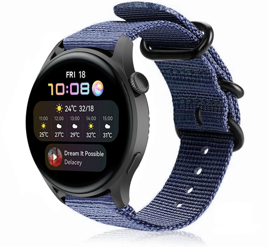 Strap-it Strap-it Huawei Watch 3 (Pro) Nylon Strap with Buckle (Blue) Strap-it Strap-it Huawei Watch 3 (Pro) Nylon Strap with Buckle (Blue)