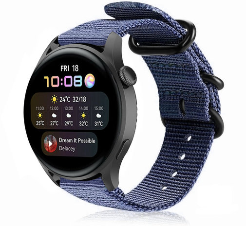 Strap-it Strap-it Huawei Watch 3 (Pro) Nylon Strap with Buckle (Blue) Strap-it Strap-it Huawei Watch 3 (Pro) Nylon Strap with Buckle (Blue)