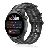 Strap-it Huawei Watch 3 (Pro) Nylon Strap with Buckle (Black/Grey)