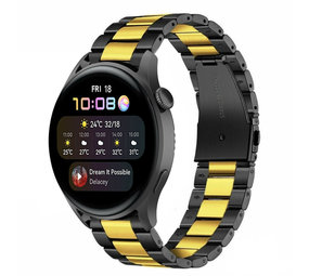 Strap-it Huawei Watch 3 (Pro) Steel Strap (Black/Gold) Strap-it Huawei Watch 3 (Pro) Steel Strap (Black/Gold)