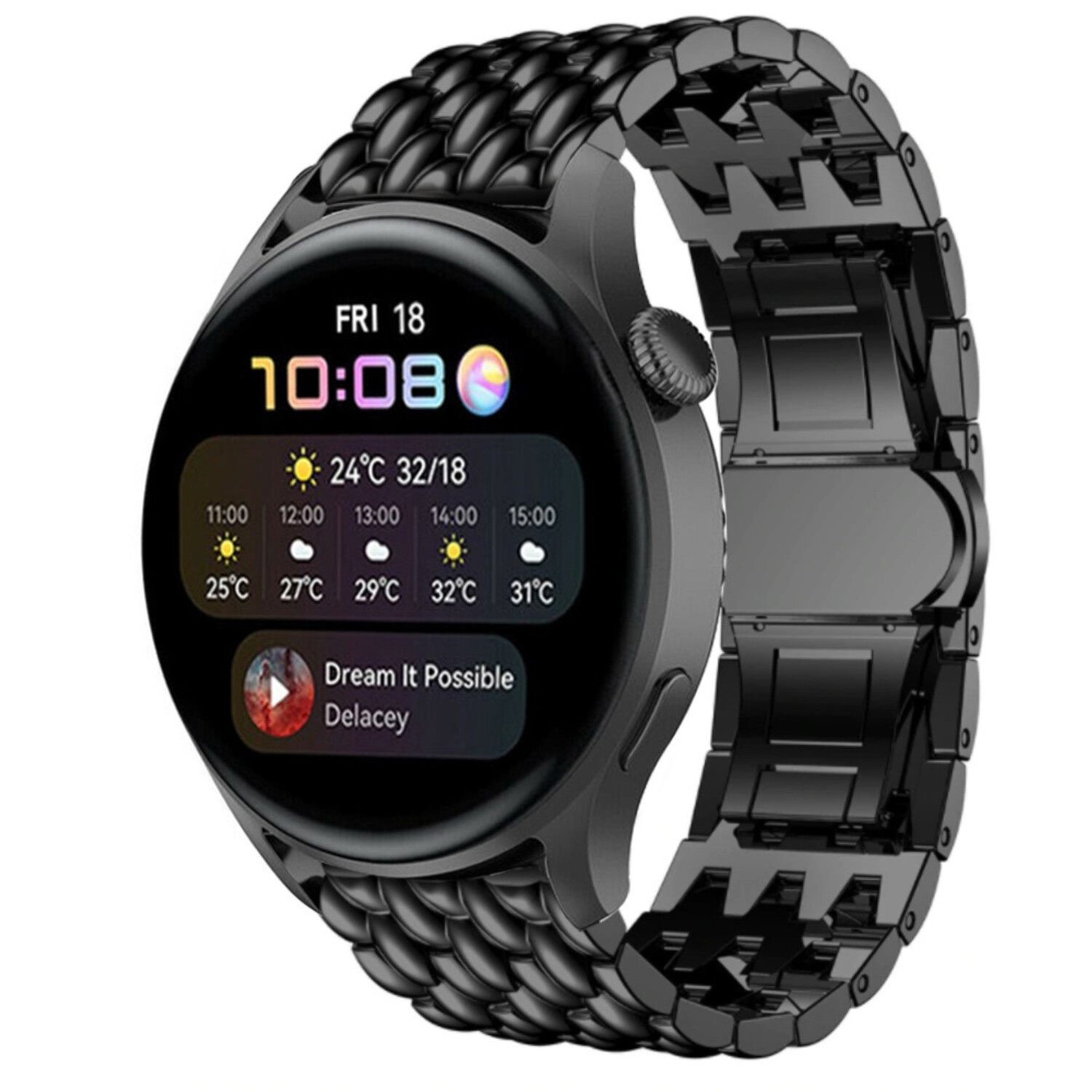 Strap it Strap it Huawei Watch 3 Pro Steel Dragon Strap Black