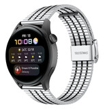 Strap-it Huawei Watch 3 (Pro) Fine Steel Strap (Silver/Black)