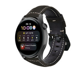 Strap-it Huawei Watch 3 (Pro) Leather Strap (Black) Strap-it Huawei Watch 3 (Pro) Leather Strap (Black)