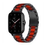 Strap-it Amazfit GTS 2 Steel Strap (Black/Red) Strap-it Amazfit GTS 2 Steel Strap (Black/Red)