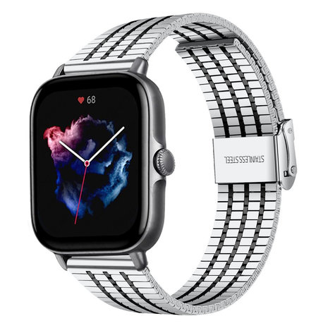 Strap-it Strap-it Amazfit GTS 3 Fine Steel Strap (Silver/Black) Strap-it Strap-it Amazfit GTS 3 Fine Steel Strap (Silver/Black)