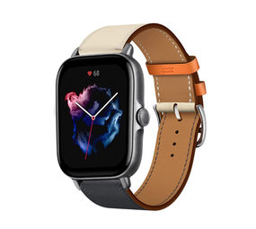 Strap-it Amazfit GTS 3 Leather Strap (White/Dark Blue) Strap-it Amazfit GTS 3 Leather Strap (White/Dark Blue)