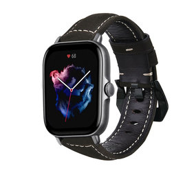 Strap-it Amazfit GTS 3 Leather Strap (Black) Strap-it Amazfit GTS 3 Leather Strap (Black)