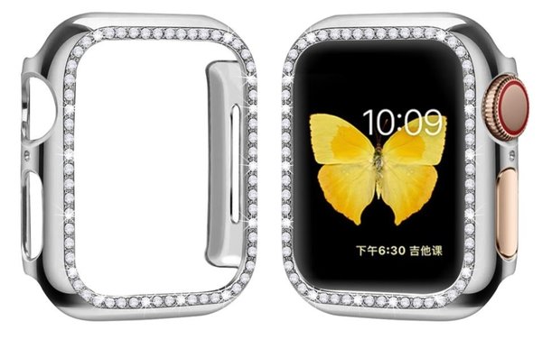 Silver apple store watch case