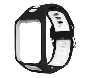 Strap-it TomTom Runner 2 Silicone Strap Tough (Black/White)