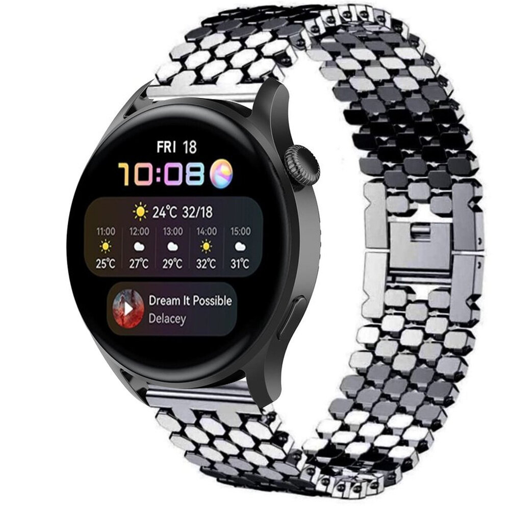 Strap-it Strap-it Huawei Watch 3 (Pro) Steel Strap Hexagons (Black) Strap-it Strap-it Huawei Watch 3 (Pro) Steel Strap Hexagons (Black)