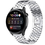 Strap-it Huawei Watch 3 (Pro) Steel Strap Hexagons (Silver)