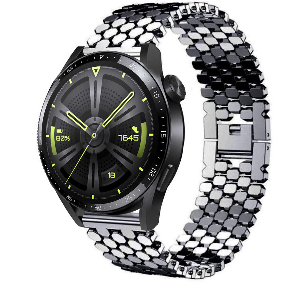 Strap-it Strap-it Huawei Watch GT 3 46mm Steel Strap Hexagons (Black) Strap-it Strap-it Huawei Watch GT 3 46mm Steel Strap Hexagons (Black)