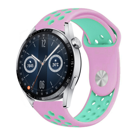 Strap-it Strap-it Huawei Watch GT 3 46mm Sport Strap (Pink/Aqua) Strap-it Strap-it Huawei Watch GT 3 46mm Sport Strap (Pink/Aqua)