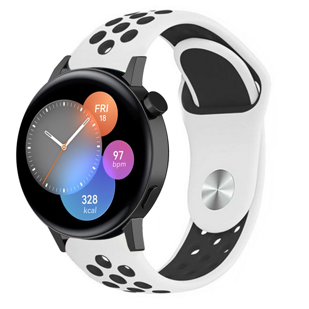 Strap-it Strap-it Huawei Watch GT 3 42mm Sport Strap (White/Black) Strap-it Strap-it Huawei Watch GT 3 42mm Sport Strap (White/Black)