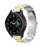 Strap-it Samsung Galaxy Watch 4 Classic 46mm Steel Strap (Silver/Gold) Strap-it Samsung Galaxy Watch 4 Classic 46mm Steel Strap (Silver/Gold)
