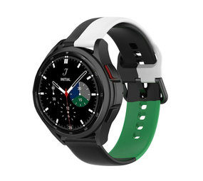 Strap-it Samsung Galaxy Watch 4 Classic 46mm Silicone Strap Triple (Black-White-Green) Strap-it Samsung Galaxy Watch 4 Classic 46mm Silicone Strap Triple (Black-White-Green)